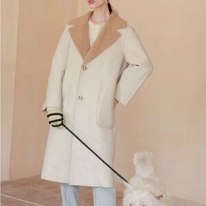 NWT Petite Studio Sienna Sherpa Reversible Coat - Camel/Ivory